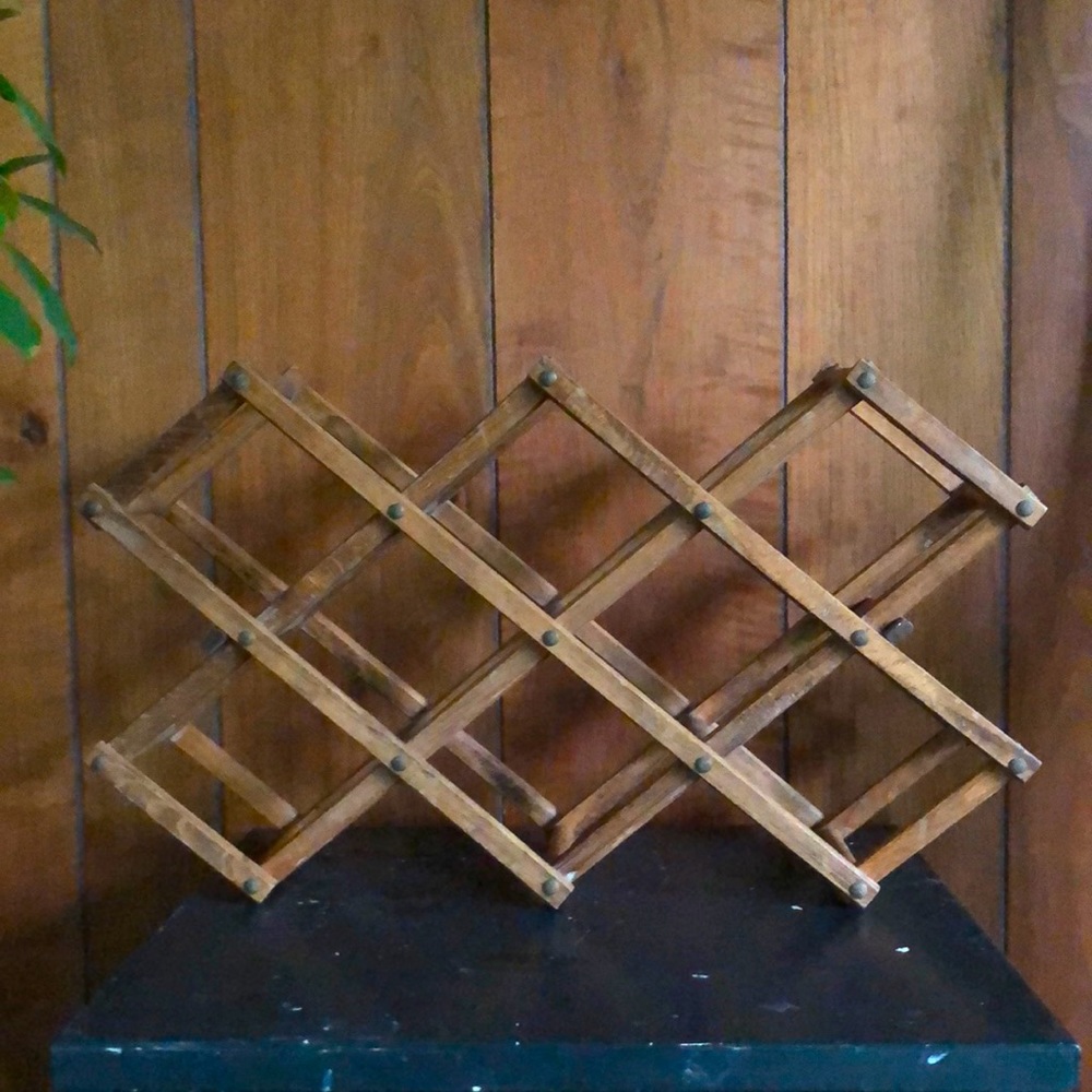 Vintage ~ Wooden Collapsable Wine Rack ~ holds 10 bottles